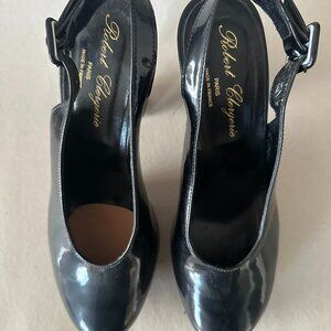 🖤👠 Vintage Vibe: Robert Clergerie 90s/Y2K Black Patent Platform Slingbacks